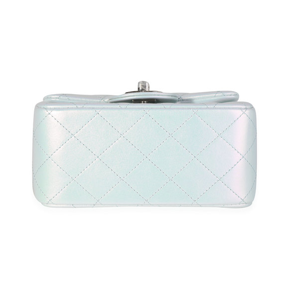 Chanel Light Blue Iridescent Quilted Calfskin Square Mini Classic Flap Bag - Picture 5 of 8